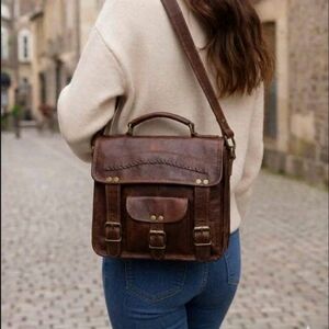 Classic Brown Leather Satchel Bag - Timeless Shoulder Satchel
